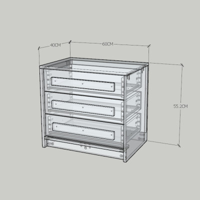 HAPPY FURNITURE , Tủ lưu trữ 3 ngăn kéo - RUBEL, THK_254 , 60cm x 40cm x 55cm DxRxC