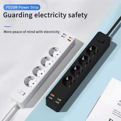 Ổ Điện Wiwu Power Strip USB-C*1+ USB-A*3 U02 Dành Cho Điện Thoại, Laptop, Có Đầu USB Sạc Tất Cả Các Thiết Bị - Hàng Chính Hãng 