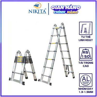 Thang Nhôm Rút Chữ A Đa Năng - Hàng Chính Hãng NIKITA - Công Nghệ Tiên Tiến Nhật Bản - Tiêu Chuẩn Châu Âu