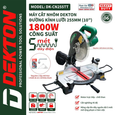 [chính hãƞg] Máy cắt nhôm trực tiếp DEKTON 1800W, Mô tơ 100% Dây đồng, Hàng cao cấp, Bảo hành 1 năm