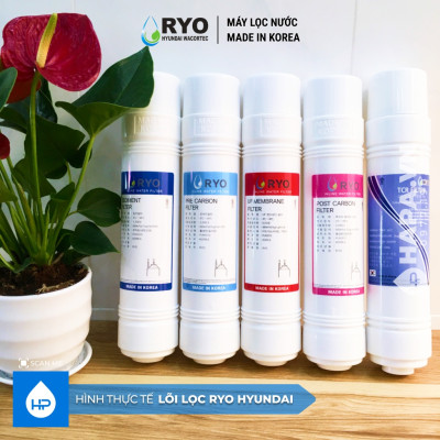 Bộ 5 Lõi Lọc Nước RYO HYUNDAI RP100S Máy Nóng Lạnh, Sediment, Pre-Carbon, UF Membrane Filter, Post Carbon, TCR Filter. Nhập Khẩu Hàn Quốc - Hàng Chính Hãng.