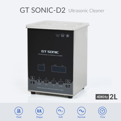 Bể rửa siêu âm GTsonic D2 – 2 lít, thiết bị làm sạch bằng sóng siêu âm công nghệ cao, loại bỏ dầu mỡ, bụi bẩn và cặn bám trong linh kiện điện tử, dụng cụ y tế, phòng thí nghiệm và sản xuất công nghiệp – Hàng chính hãng