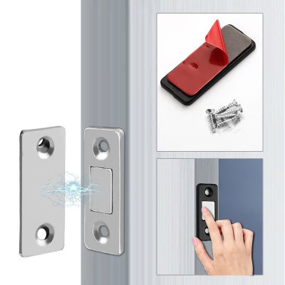 COMBO 2 Nam Châm Gắn Cánh Tủ, Giữ Cánh Cửa Có Lực Hút Mạnh - Giữ Chốt Cánh Tủ Quần Áo, Ngăn Kéo, Tủ Bếp Tiện Lợi, LOẠI THẲNG - MÀU BẠC