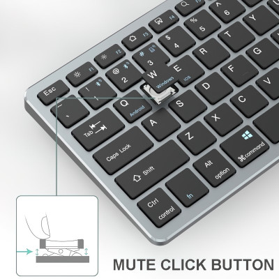 Bộ Bàn phím chuột không dây mini W616 - pin sạc - đa kết nối bluetooth 5.0 + 3.0 + Usb wireless 2.4G hàng nhập khẩu