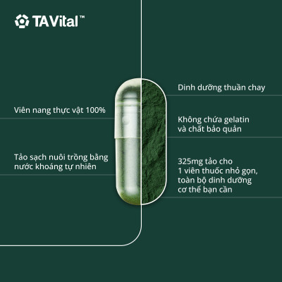 Viên Uống Tảo Xoắn TA Spirulina Thiên Nhiên Từ Singapore - Hỗ Trợ Giảm Mỡ Máu, Tăng Cường Sức Đề Kháng Cho Mọi Lứa Tuổi Hộp 60 Viên