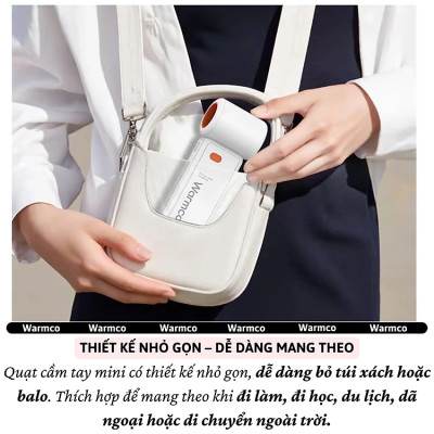 Quạt cầm tay turbo mini siêu mát Pin trâu 5000 mAh, nhỏ gọn linh hoạt hiệu WARMCO - 100 chế độ gió, dùng liên tục 18h (tùy mức gió), thiết kế đẹp, bền - hàng nhập khẩu