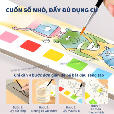 Tranh Tô Màu Nước Kèm Cọ Mideer Watercolour Painting cho bé
