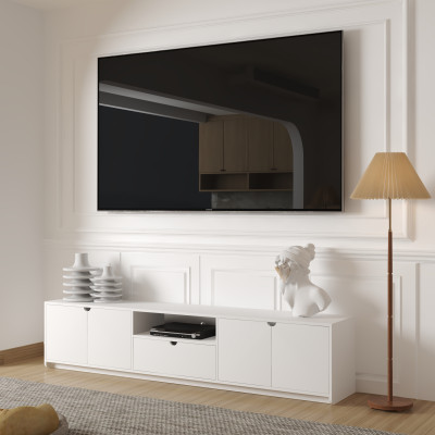 [Happy Home Furniture] CIRCLE , Kệ TIVI 4 cánh mở - 1 ngăn kéo , 220cm x 40cm x 48cm ( DxRxC), KTV_019