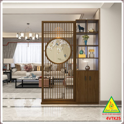 Vách ngăn phòng khách, vách ngăn tủ kệ bằng gỗm bình phong tranh 4VTK25 - NỘI THẤT LẮP RÁP VIENDONGADV