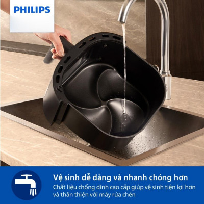 Nồi Chiên Không Dầu Philips NA230/00, Mặt Kính Nhìn Thực Phẩm, 6.2 lít - 1700W, Hàng Chính Hãng