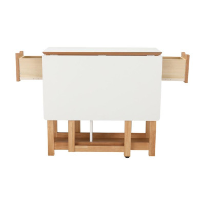 Bàn ăn thông minh PLIER chân gỗ tự nhiên kết hợp mặt gỗ MDF phủ melamine cao cấp kèm kệ và ngăn kéo tiện lợi