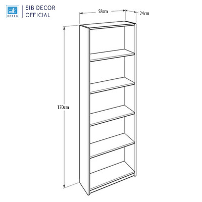 Tủ Gỗ Max 5 Ngăn Cao 170cm Có Hậu Màu Sonoma Oak Thương Hiệu SIB Decor KSG64