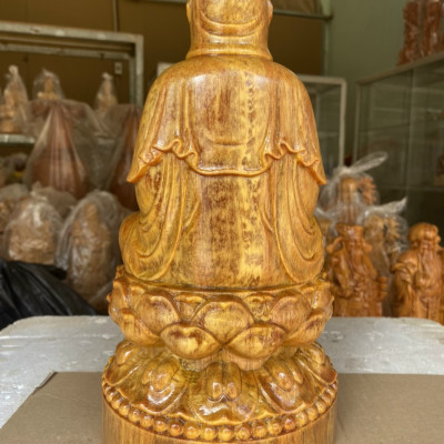 Tượng phật bà quan thế âm bồ tát bằng gỗ huyết long kt cao 30×15×15cm