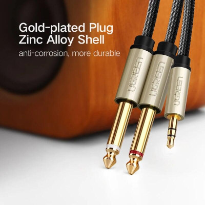 Ugreen UG40792AV126TK 2M Màu Đen Cáp âm thanh 2 đầu 6.5mm dương sang 3.5mm dương cao cấp - HÀNG CHÍNH HÃNG