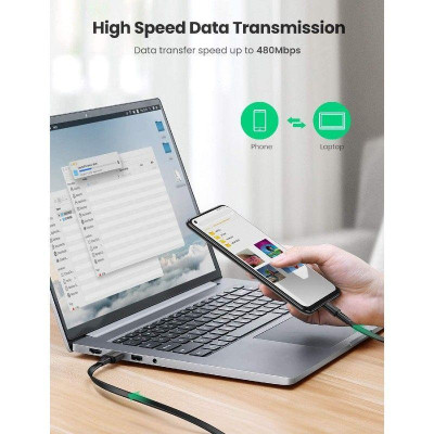 Ugreen UG10972US332TK 1M cáp usb A ra type C mỏng dẹp 2.5mm màu đen dây nhựa ABS - HÀNG CHÍNH HÃNG