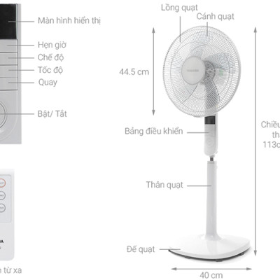 Quạt Đứng Toshiba F- LSA20(W)VN (60W) - Trắng - Hàng chính hãng