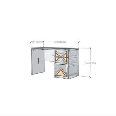 [Happy Home Furniture] CHARIS, Bàn làm việc 3 ngăn kéo, 120cm x 55cm x 75cm ( DxRxC), BAN_068