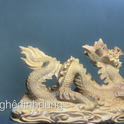 Tượng con rồng phong thủy cầu tài lộc bằng gỗ ngọc am thơm nức kt 20×11×9cm 
