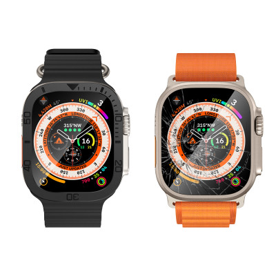 Miếng Dán Màn Hình Kính Cường Lực Tích Hợp Khung Viền Kim Loại Bezel cho Apple Watch Ultra / Apple Watch Ultra 2 49mm - Hàng Chính Hãng
