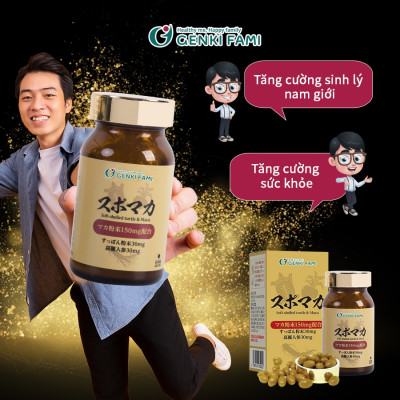 Viên Uống Tăng Cường Sinh Lý Nam Giới Chiết Xuất Hàu Biển, Nhân Sâm, Baba Supomaca Genki Fami Nhật Bản Hộp 90 Viên