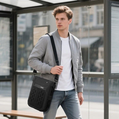 Túi Đeo Ngang OZUKO Thời Trang Nam Chống Thấm Nước Ngoài Trời Nhẹ Du Lịch Túi Đeo Vai Nhiều Lớp