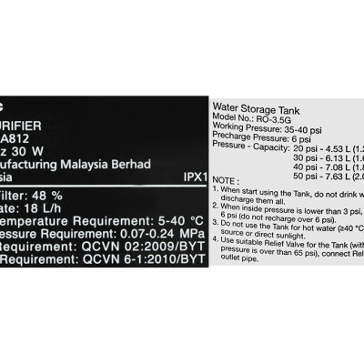 Máy lọc nước RO Panasonic TK-CA812M-VN 6 lõi - Hàng chính hãng - Bảo hành 12 tháng chính hãng