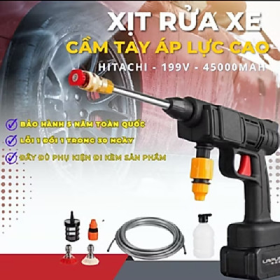 Máy rửa xe pin cầm tay máy tưới cây lực nước cực mạnh bộ như ảnh 