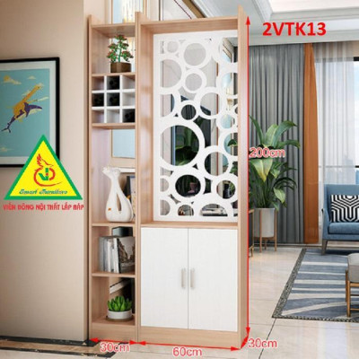 Tủ kệ trang trí kiêm vách ngăn phòng khách , nhà bếp 2VTK13 - Nội thất lắp ráp Viendong Adv
