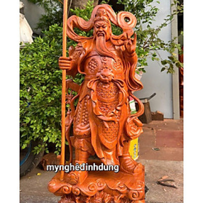 Tượng quan công trấn ải  bằng gỗ hương cao 80c30x20cm 