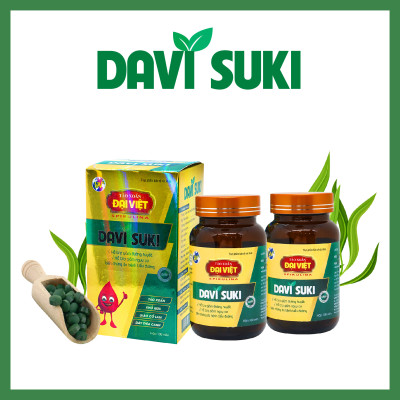 Tảo xoắn Đại Việt Thực phẩm bảo vệ sức khỏe Davi Suki Viên uống Spirulina cao cấp hỗ trợ chuyển hóa đường DV29