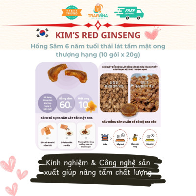 Hồng Sâm 6 năm tuổi thái lát tẩm mật ong thượng hạng Kim