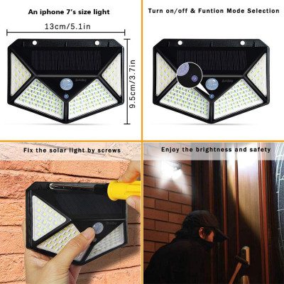 Đèn năng lượng mặt trời cảm biến chuyển động 100LED siêu sáng