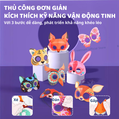 Đồ chơi DIY cho bé gái mặt nạ hóa trang động vật  Mideer 3D Animal Paper Masks