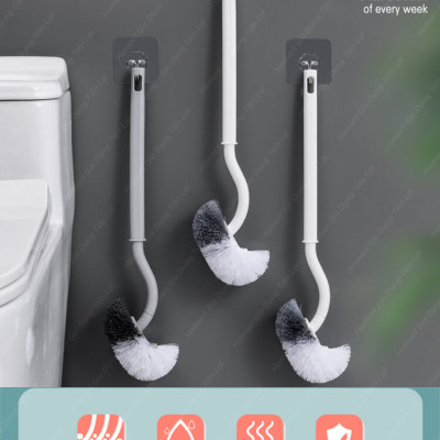 Chổi Cọ Bồn Cầu Nhà Vệ Sinh Đầu Chữ S Cong Kèm Móc Treo Chà Sạch Khe Hẹp WC Cao Cấp