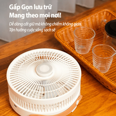 Quạt đứng tích điện P2000 thông minh không dây, điều khiển từ xa có đèn ngủ, gấp gọn lưu trữ tiện lợi, linh hoạt xoay quay tự động, hàng chính hãng