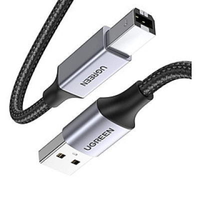 Cáp máy in màu Đen 2.0 USB A sang B 3M đầu nhôm dây bọc lưới chống nhiễu Ugreen 80804 US369 Hàng chính hãng