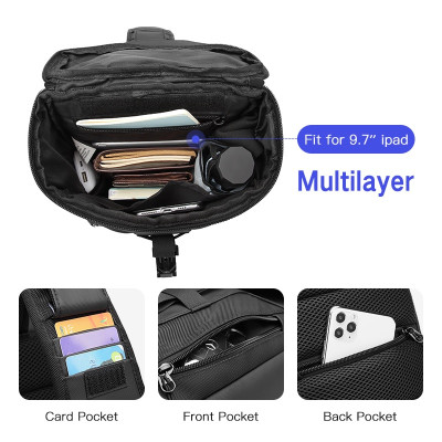 Túi xách messenger OZUKO đeo chéo vai và ngực nhiều lớp không thấm nước cho nam