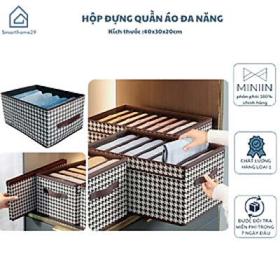 Hộp Vải Đựng Quần Áo 6 Ngăn Cao Cấp - Túi Đựng Quần Áo Có Nắp, Thiết Kế Gọn Gàng - HÀNG CHÍNH HÃNG MINIIN