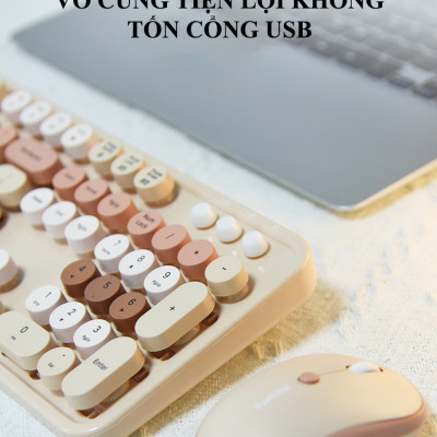 Bàn phím và chuột MOFII SWEET DM kết nối bằng chip USB 2.4G và BLUETOOTH với thiết kế nút tròn và màu sắc vô cùng dễ thương - Hàng Chính Hãng