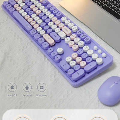 Bàn phím và chuột MOFII SWEET DM kết nối bằng chip USB 2.4G và BLUETOOTH với thiết kế nút tròn và màu sắc vô cùng dễ thương - Hàng Chính Hãng