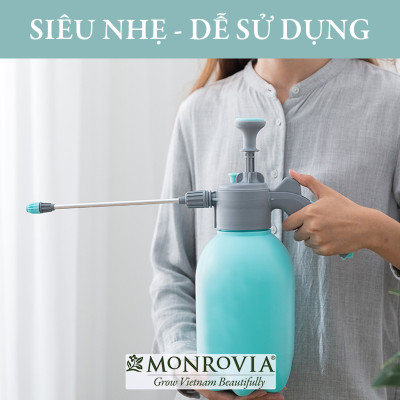 Bình xịt tưới cây MONROVIA 2 lít, bán tự động, phun sương tưới cây cảnh, vòi dài, tặng vòi ngắn, màu xanh, tiêu chuẩn Châu Âu