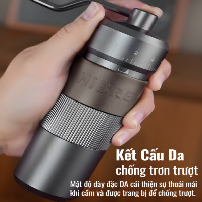 Máy xay hạt cà phê cầm tay chuyên nghiệp, lưỡi xay 6 cánh core kép, 55 cấp độ và 11 Level. Thương hiệu Mỹ cao cấp HiBREW - G4B. Hàng chính hãng