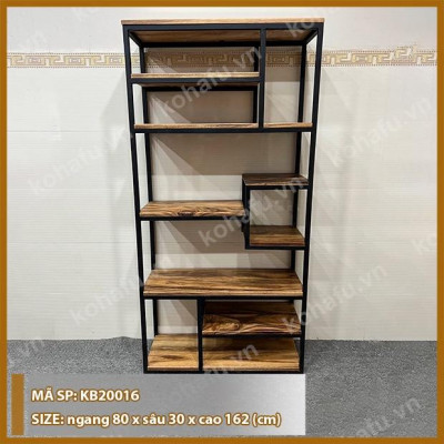 Kệ Sách/ Kệ Trang trí Khung Sắt Mặt Gỗ Me Tây Nguyên Tấm KB20016