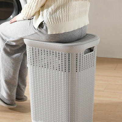 ( HÀNG CAO CẤP ) Giỏ đựng đồ quần áo có nắp Hàn Quốc Kiểu Dáng Đan Mây( Tặng Sét 5 Móc áo Inox Xoắn Dài 40cm )