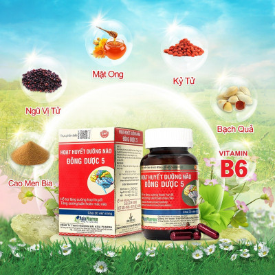 [10 HỘP] Viên uống hoạt huyết dưỡng não Đông Dược 5 Asia Pharma hỗ trợ thiểu năng tuần hoàn não - Hộp 30 viên
