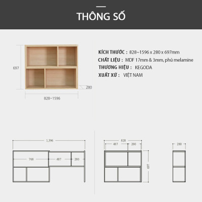 Kệ Gỗ Thông Minh 2 Khối Phong Cách Hàn Quốc Dễ Dàng Điều Chỉnh Thương Hiệu KEGODA KGD06