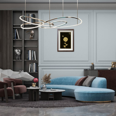 Tranh Hoa Hướng Dương 3D Mạ Vàng Cao Cấp Trang Trí Tường, Phòng Khách - HHD01