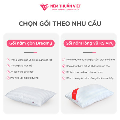 Ruột Gối Nằm Lông Vũ Airy Thuần Việt - Sợi Lông Vũ Nhân Tạo Microfiber Êm Ái Chuẩn Khách Sạn 5 Sao