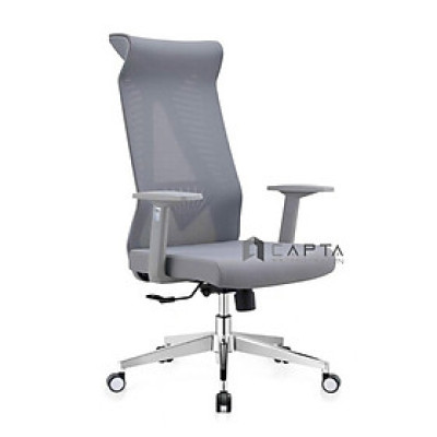 Ghế xoay văn phòng lưng lưới màu xám CM4294-M Nội thất Capta Ghế ngồi làm việc tại nhà lưng cao lưới xám chân thép mạ chrome tay tựa chữ T điều chỉnh