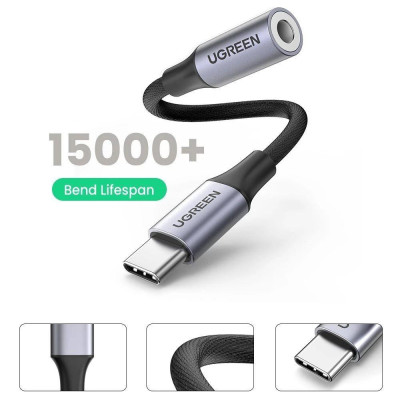 Ugreen UG80154AV161TK 10cm màu xám bộ chuyển USB type C ra 3.5mm Headphone audio hỗ trợ laptop và điện thoại samsung mới - HÀNG CHÍNH HÃNG